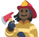 Woman Firefighter Emoji with Dark Skin Tone, Facebook style