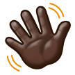 Waving Hand Emoji with Dark Skin Tone, Samsung style