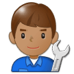 Man Mechanic Emoji with Medium Skin Tone, Samsung style