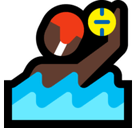 Person Playing Water Polo Emoji with Dark Skin Tone, Microsoft style