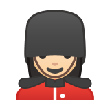 Woman Guard Emoji with Light Skin Tone, Google style