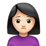 Woman Frowning Emoji with Light Skin Tone, Apple style