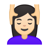 Woman Getting Massage Emoji with Light Skin Tone, Google style