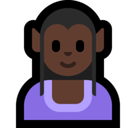 Elf Emoji with Dark Skin Tone, Microsoft style