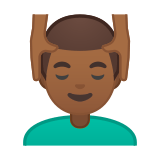 Man Getting Massage Emoji with Medium-Dark Skin Tone, Google style