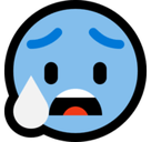 Anxious Face with Sweat Emoji, Microsoft style