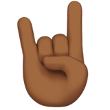 Sign of the Horns Emoji with Medium-Dark Skin Tone, Apple style