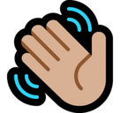 Waving Hand Emoji with Medium-Light Skin Tone, Microsoft style