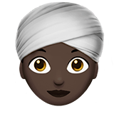 Woman Wearing Turban Emoji with Dark Skin Tone, Apple style