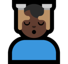 Man Getting Massage Emoji with Dark Skin Tone, Microsoft style