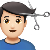 Man Getting Haircut Emoji with Light Skin Tone, Apple style