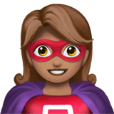 Woman Superhero Emoji with Medium Skin Tone, Apple style