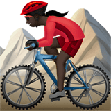 Woman Mountain Biking Emoji with Dark Skin Tone, Apple style