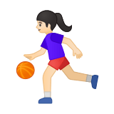 Woman Bouncing Ball Emoji with Light Skin Tone, Google style