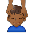 Man Getting Massage Emoji with Medium-Dark Skin Tone, Samsung style
