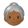 Old Woman Emoji with Medium-Dark Skin Tone, Samsung style