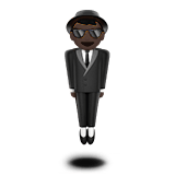 Man in Suit Levitating Emoji with Dark Skin Tone, Apple style