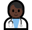 Man Health Worker Emoji with Dark Skin Tone, Microsoft style