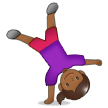 Woman Cartwheeling Emoji with Medium-Dark Skin Tone, Samsung style