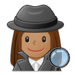 Woman Detective Emoji with Medium Skin Tone, Samsung style