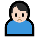 Man Frowning Emoji with Light Skin Tone, Microsoft style