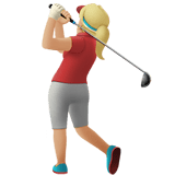 Woman Golfing Emoji with Medium-Light Skin Tone, Apple style