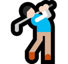 Man Golfing Emoji with Light Skin Tone, Microsoft style