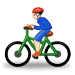 Man Biking Emoji with Light Skin Tone, Samsung style