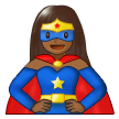 Woman Superhero Emoji with Medium-Dark Skin Tone, Samsung style
