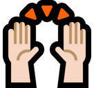 Raising Hands Emoji with Light Skin Tone, Microsoft style