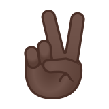Victory Hand Emoji with Dark Skin Tone, Google style