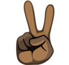 Victory Hand Emoji with Dark Skin Tone, Facebook style