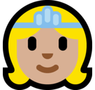 Princess Emoji with Medium-Light Skin Tone, Microsoft style