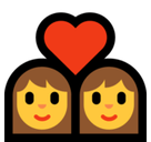 Couple with Heart: Woman, Woman Emoji, Microsoft style