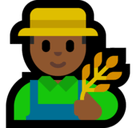 Man Farmer Emoji with Medium-Dark Skin Tone, Microsoft style