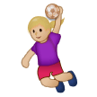 Woman Playing Handball Emoji with Medium-Light Skin Tone, Samsung style
