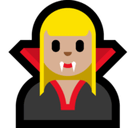 Woman Vampire Emoji with Medium-Light Skin Tone, Microsoft style