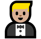 Man in Tuxedo Emoji with Medium-Light Skin Tone, Microsoft style