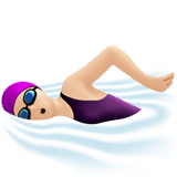 Woman Swimming Emoji with Light Skin Tone, Apple style