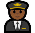 Man Pilot Emoji with Medium-Dark Skin Tone, Microsoft style
