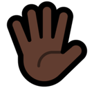 Hand with Fingers Splayed Emoji with Dark Skin Tone, Microsoft style
