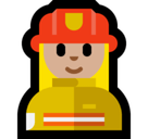 Woman Firefighter Emoji with Medium-Light Skin Tone, Microsoft style