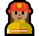 Woman Firefighter Emoji with Medium Skin Tone, Microsoft style