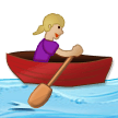 Woman Rowing Boat Emoji with Medium-Light Skin Tone, Samsung style