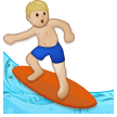 Man Surfing Emoji with Medium-Light Skin Tone, Samsung style