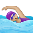 Woman Swimming Emoji with Medium-Light Skin Tone, Samsung style