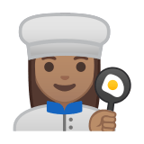 Woman Cook Emoji with Medium Skin Tone, Google style
