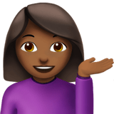 Woman Tipping Hand Emoji with Medium-Dark Skin Tone, Apple style