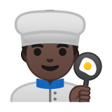 Man Cook Emoji with Dark Skin Tone, Google style