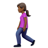 Woman Walking Emoji with Medium-Dark Skin Tone, Apple style